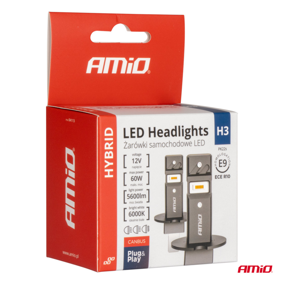 LED headlight bulbs Hybrid series H3 6000K Canbus 60W AMIO-04113