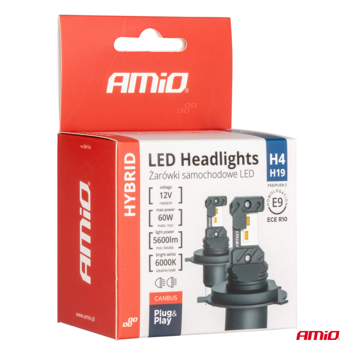 LED headlight bulbs Hybrid series H4 H19 6000K Canbus 60W AMIO-04114