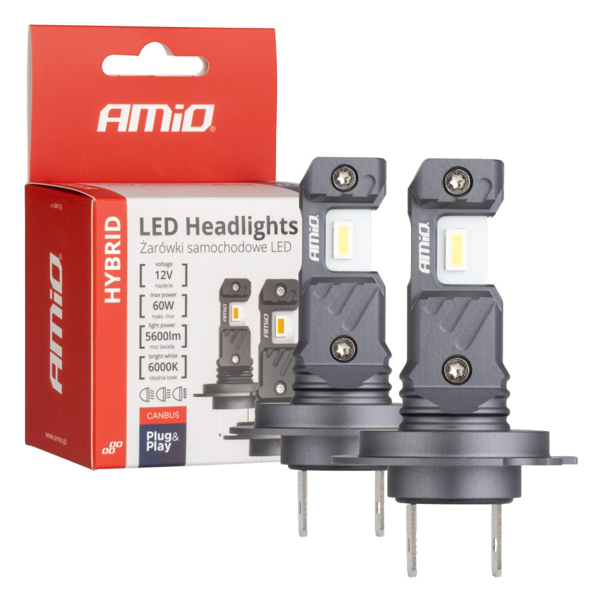 LED headlight bulbs Hybrid series H7 H18 6000K Canbus 60W AMIO-04115