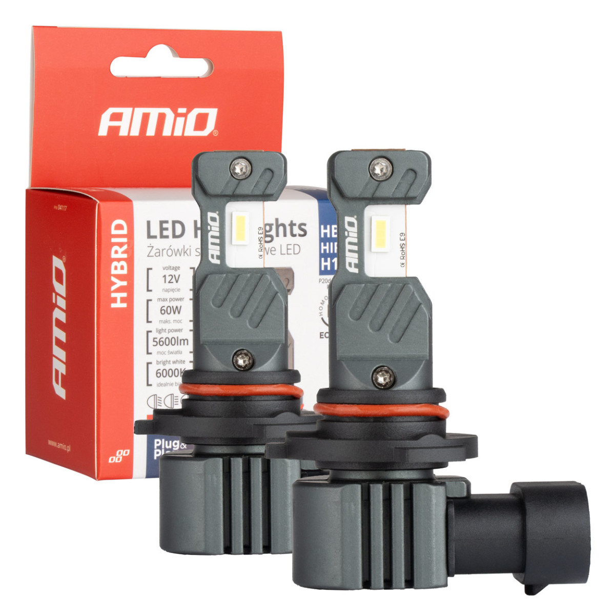 LED headlight bulbs Hybrid series HB3 HIR1 H10 6000K Canbus 60W AMIO-04117