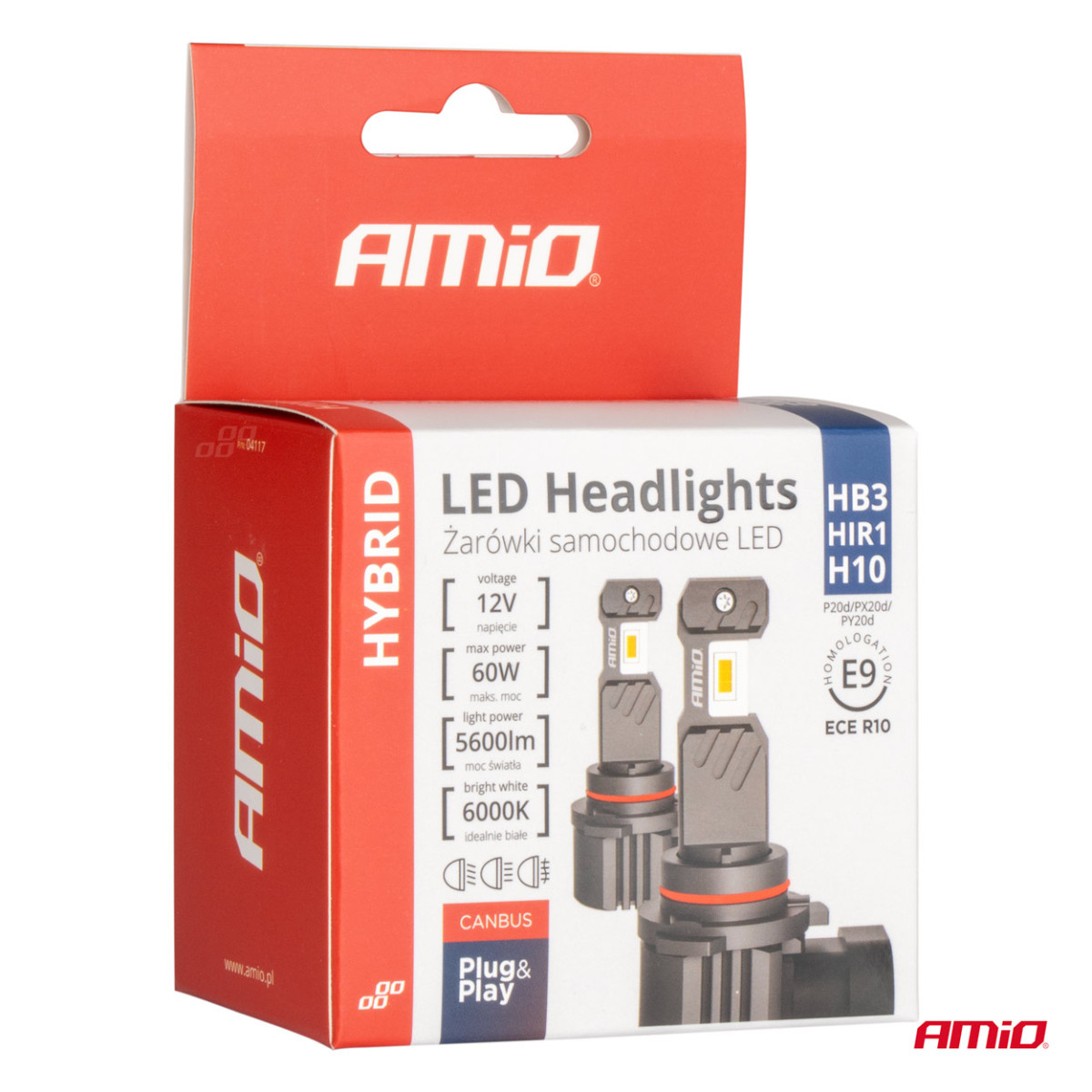 LED headlight bulbs Hybrid series HB3 HIR1 H10 6000K Canbus 60W AMIO-04117