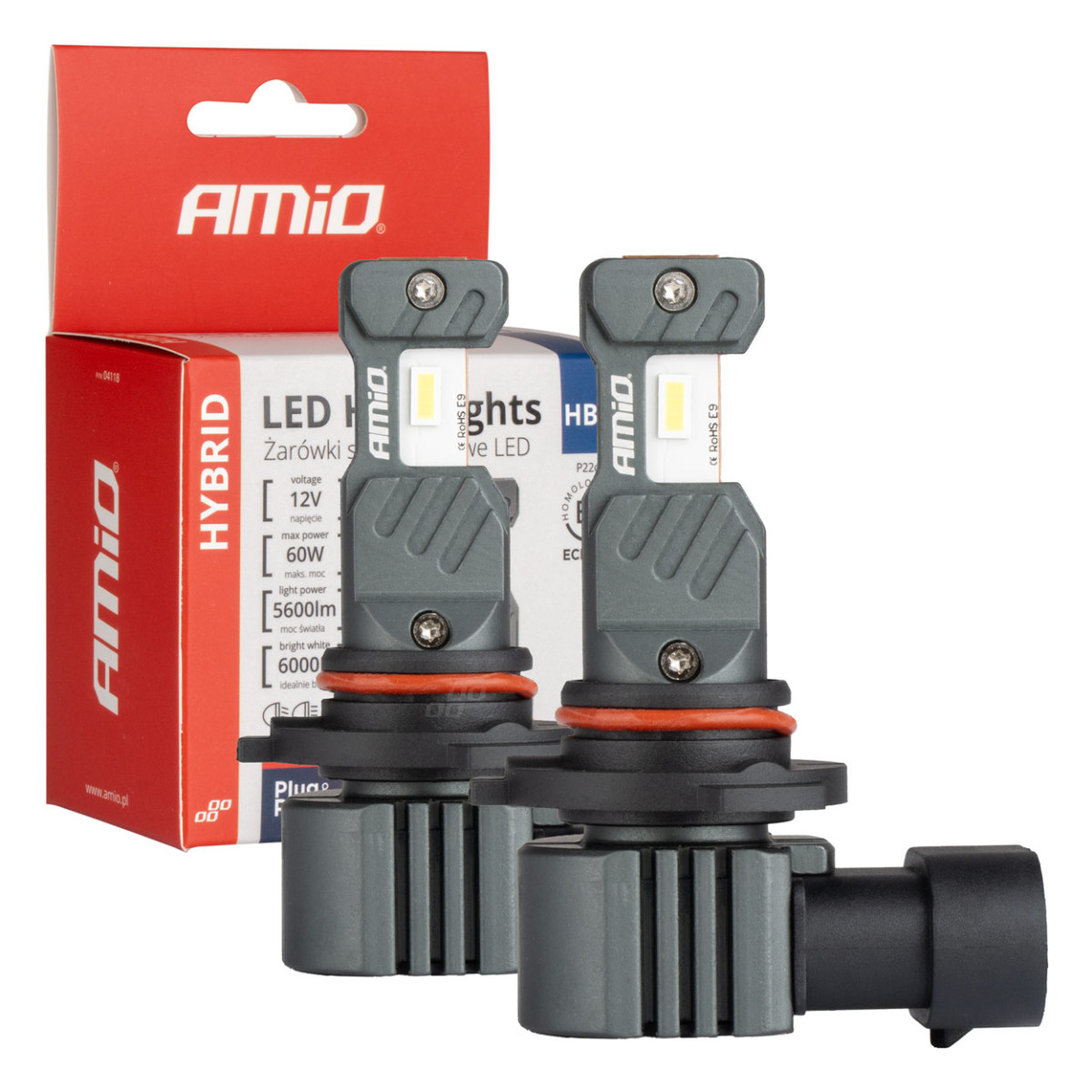 LED headlight bulbs Hybrid series HB4 9006 6000K Canbus 60W AMIO-04118