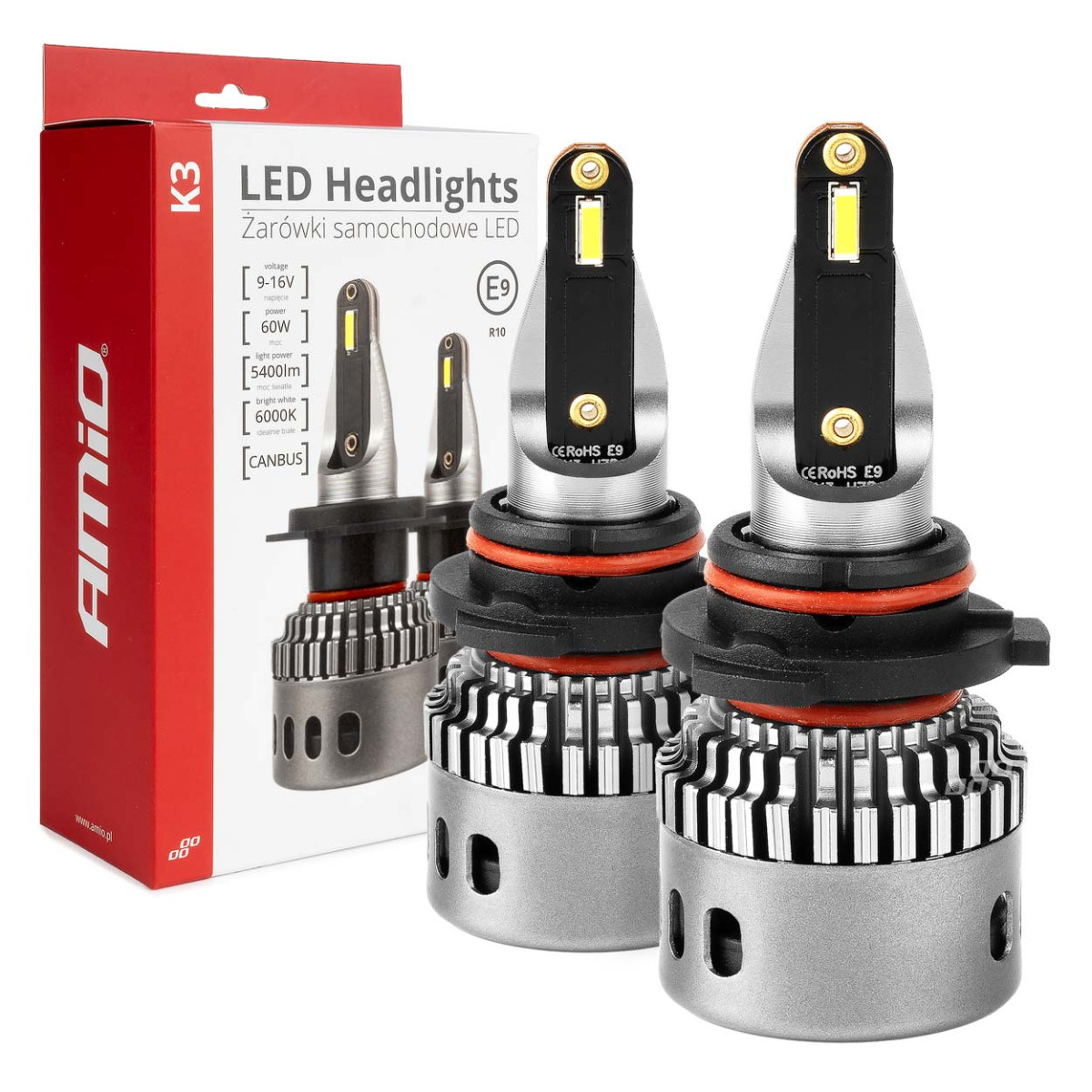 LED headlight bulbs K3 Series HB4 9006 12V 6000K canbus AMIO-03688