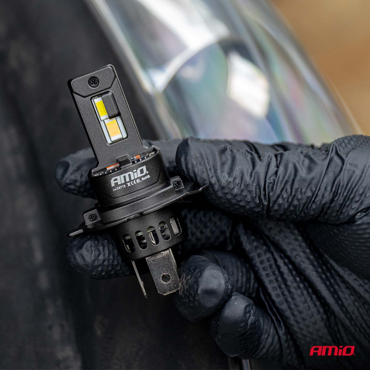 LED headlight bulbs F25 PRO BLACK FULL CANBUS H4 H19 70W 12V 24V AMIO-04719