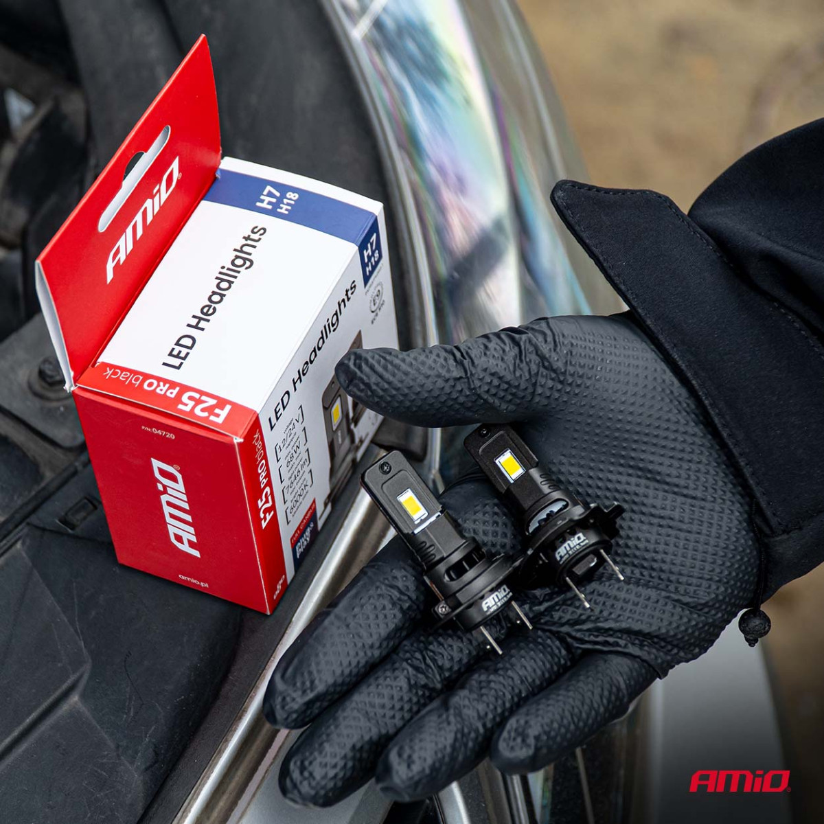 LED headlight bulbs F25 PRO BLACK FULL CANBUS H7 68W 12V 24V, AMIO-04720