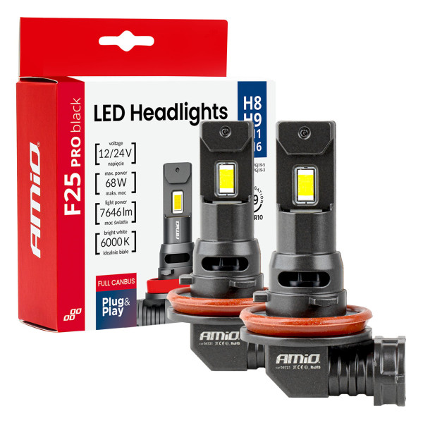LED headlight bulbs F25 PRO BLACK FULL CANBUS H8 H9 H11 H16 68W 12V 24V AMIO-04721 LED headlight bulbs F25 PRO BLACK FULL CANBUS H8 H9 H11 H16 68W 12V 24V AMIO-04721