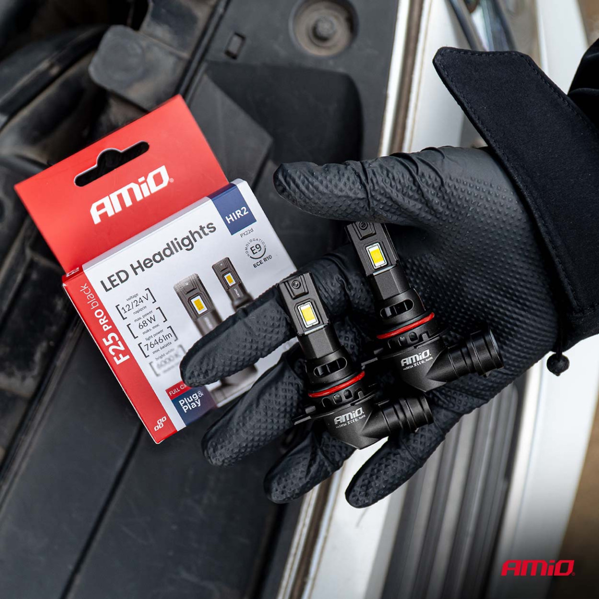 LED headlight bulbs Series F25 PRO BLACK FULL CANBUS HIR2 68W 12V 24V, AMIO-04724