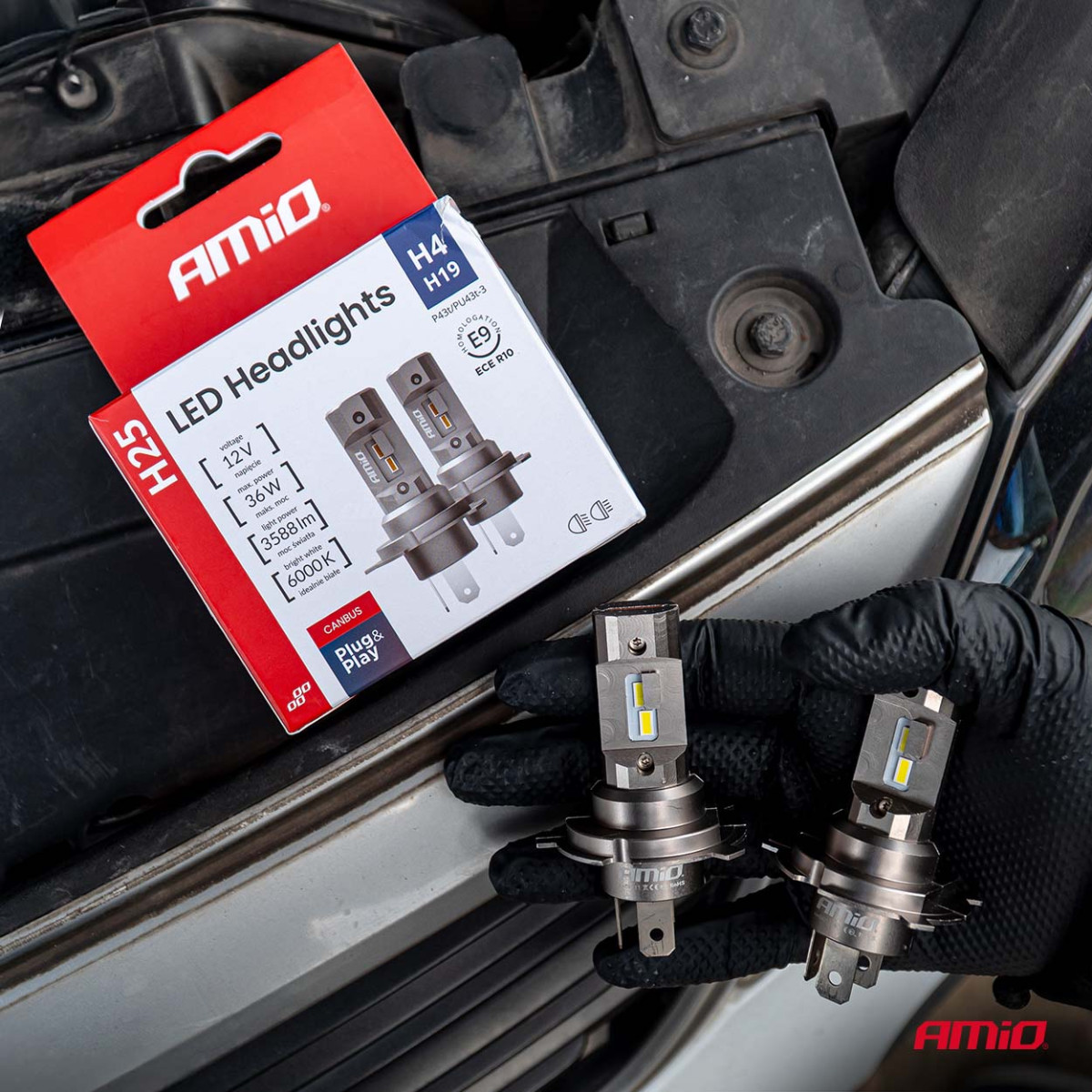 LED headlight bulbs H25 CANBUS H4 H19 12V 36W, AMIO-04711