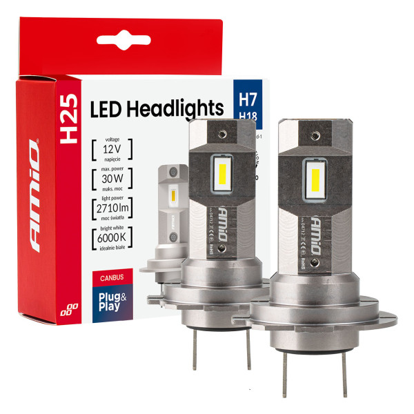 LED headlight bulbs Series H25 CANBUS H7 H18 12V 30W, AMIO-04712