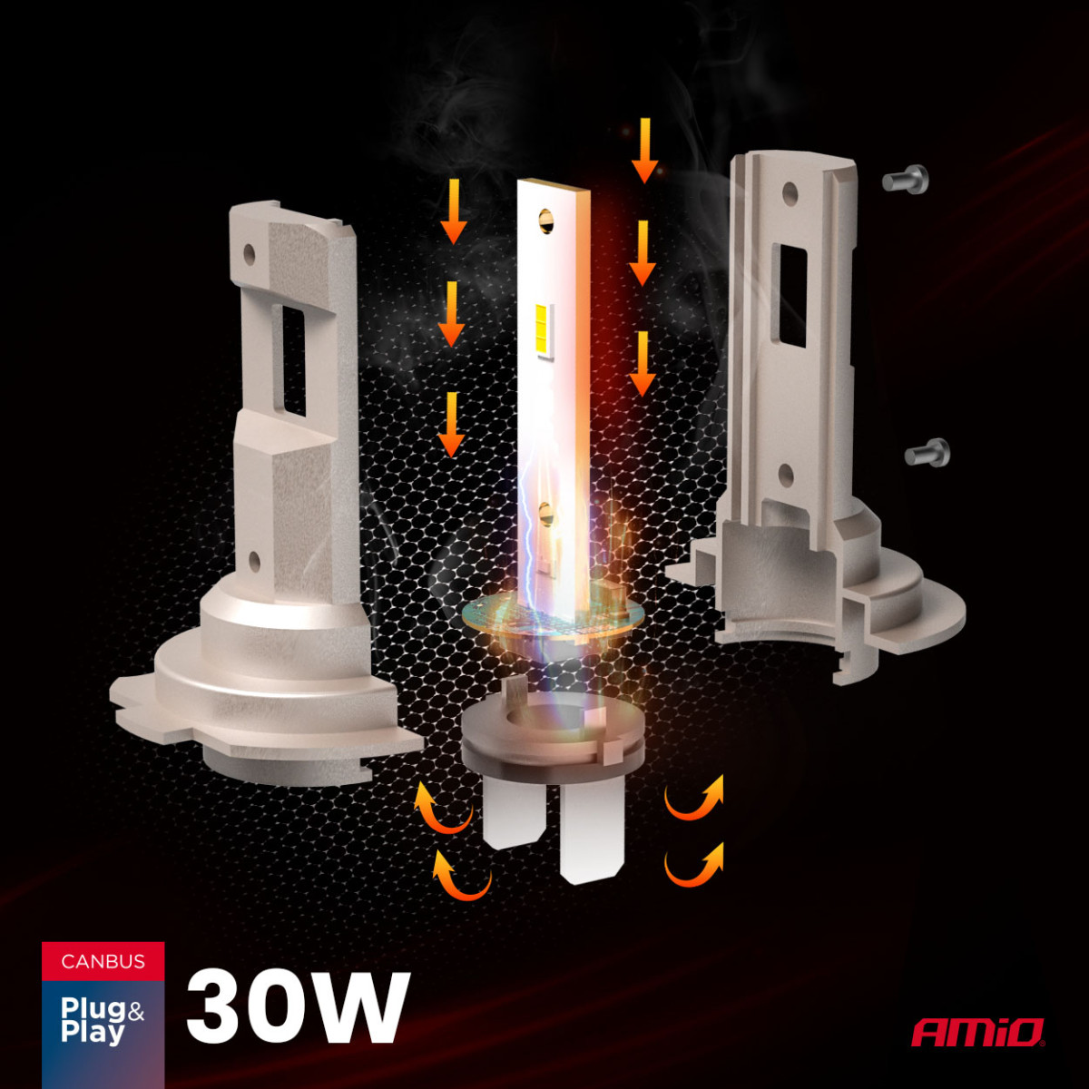 LED headlight bulbs Series H25 CANBUS H7 H18 12V 30W, AMIO-04712