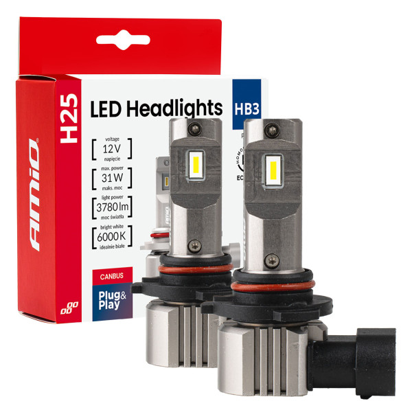 LED headlight bulbs H25 CANBUS HB3 9005 12V 31W, AMIO-04714