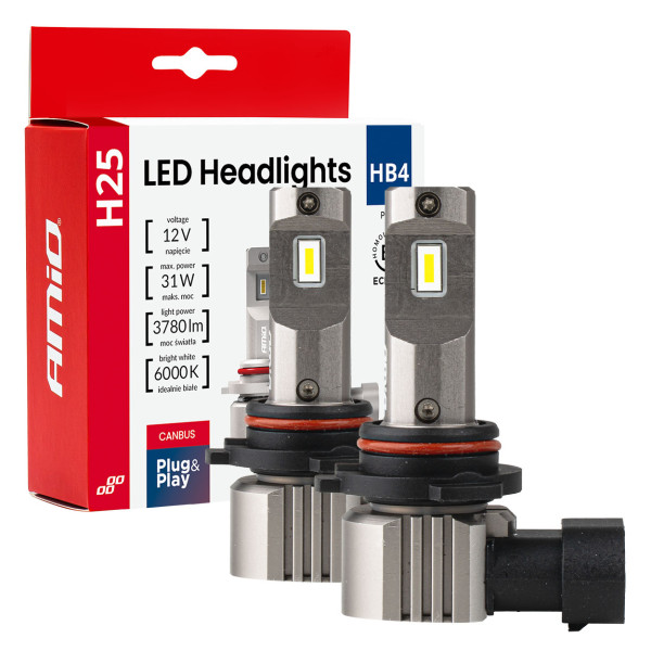 LED headlight bulbs Series H25 CANBUS HB4 9006 12V 31W, AMIO-04715