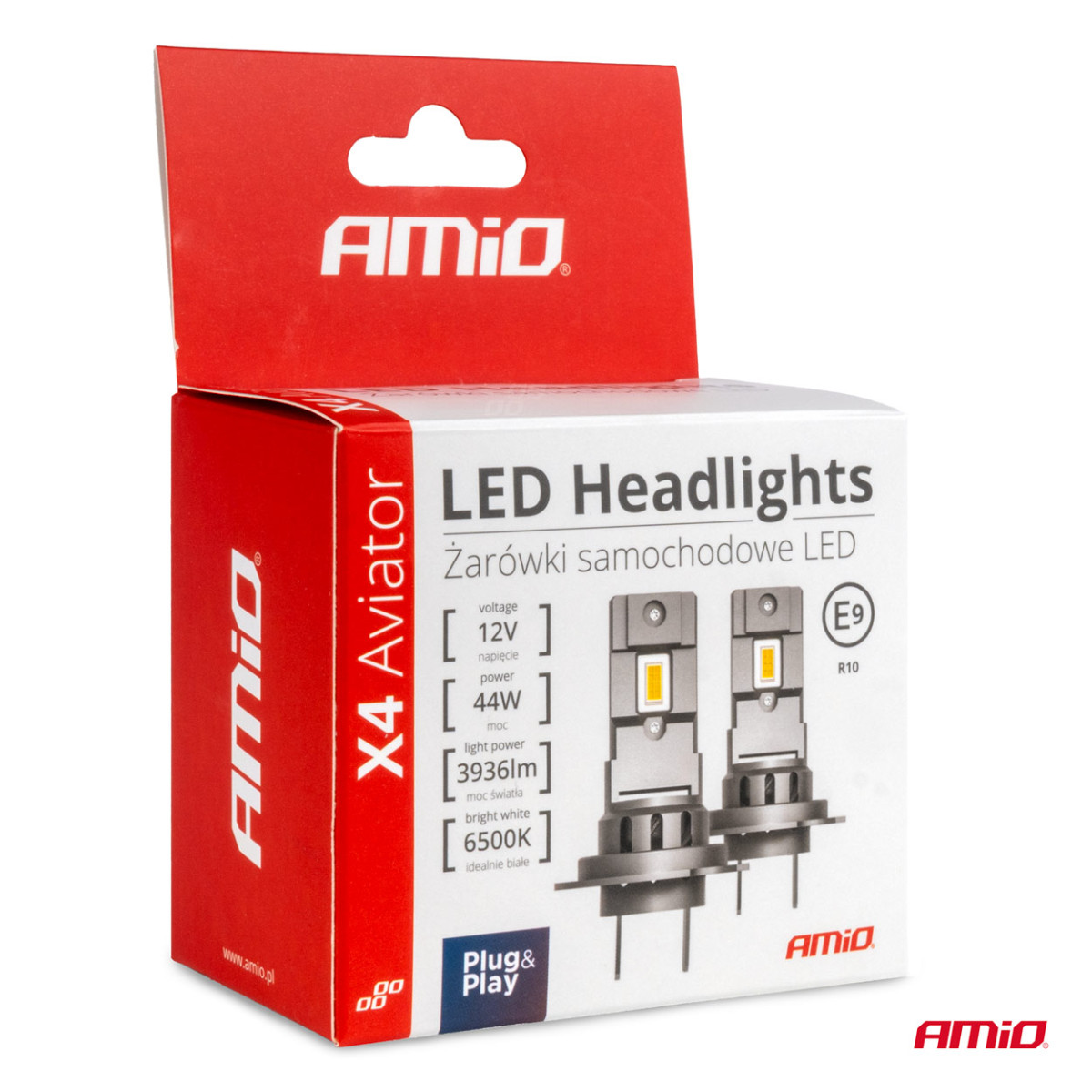 LED headlight bulbs X4-series AVIATOR H1 6500K max 44W AMIO-03761