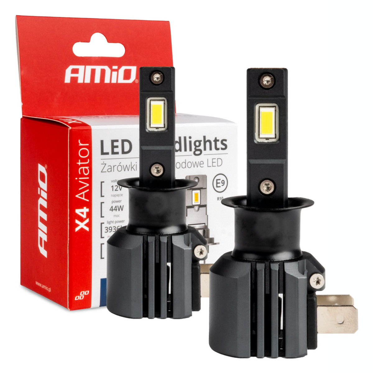 LED headlight bulbs X4-series AVIATOR H3 6500K max 44W AMIO-03762