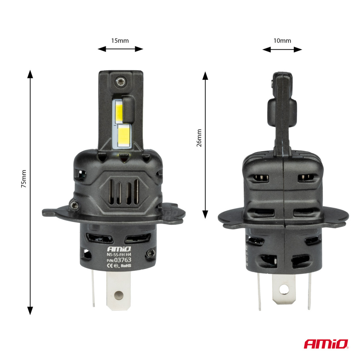LED headlight bulbs X4-series AVIATOR H4/H19 6500K max 44W AMIO-03763