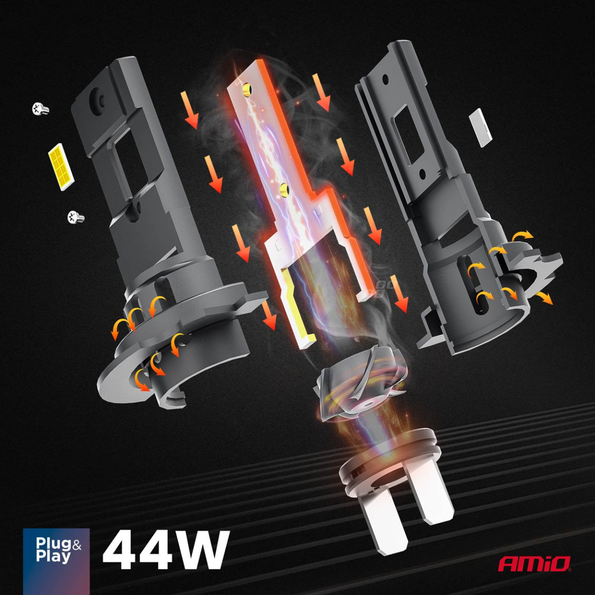 LED headlight bulbs X4-series AVIATOR H7/H18 6500K max 44W AMIO-03764