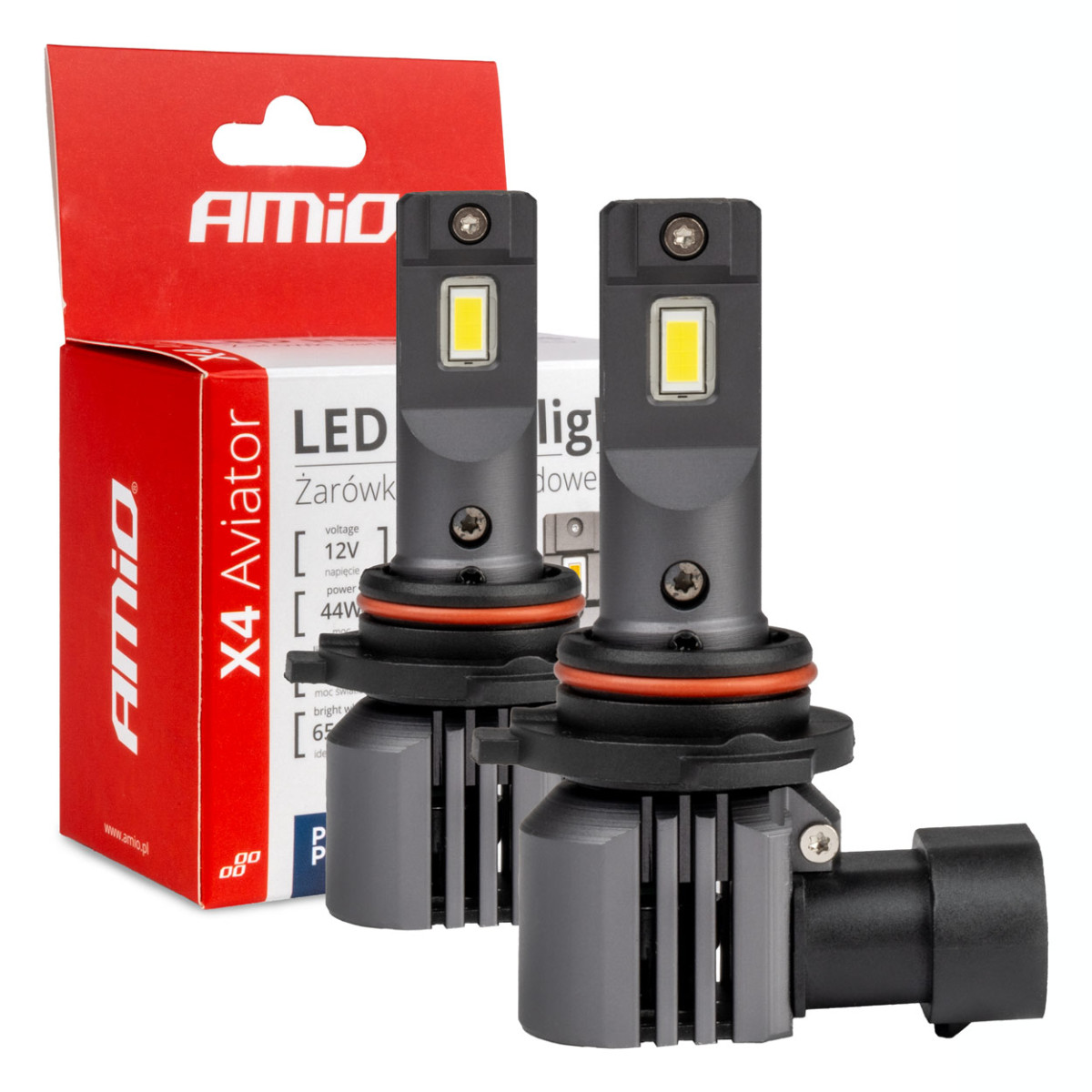 LED headlight bulbs X4-series AVIATOR HB4 9006 6500K max 44W AMIO-03767