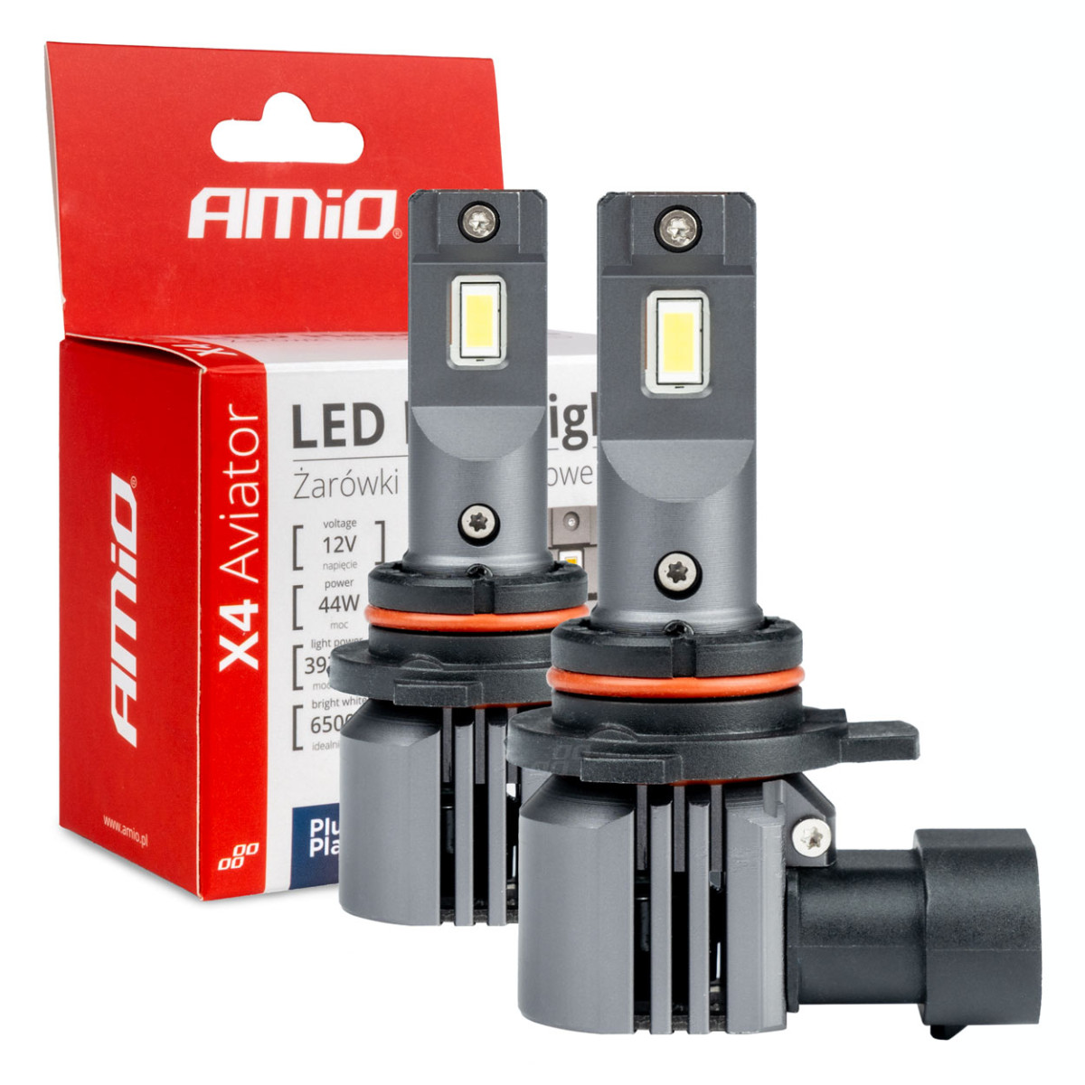 LED headlight bulbs X4-series AVIATOR HIR2 9012 6500K max 44W AMIO-03768