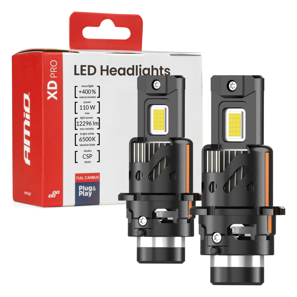 LED headlight bulbs XD PRO D2S D2R FULL CANBUS AMIO-04680