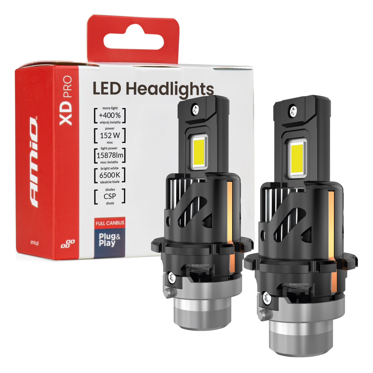 LED headlight bulbs XD PRO D4S D4R FULL CANBUS AMIO-04682