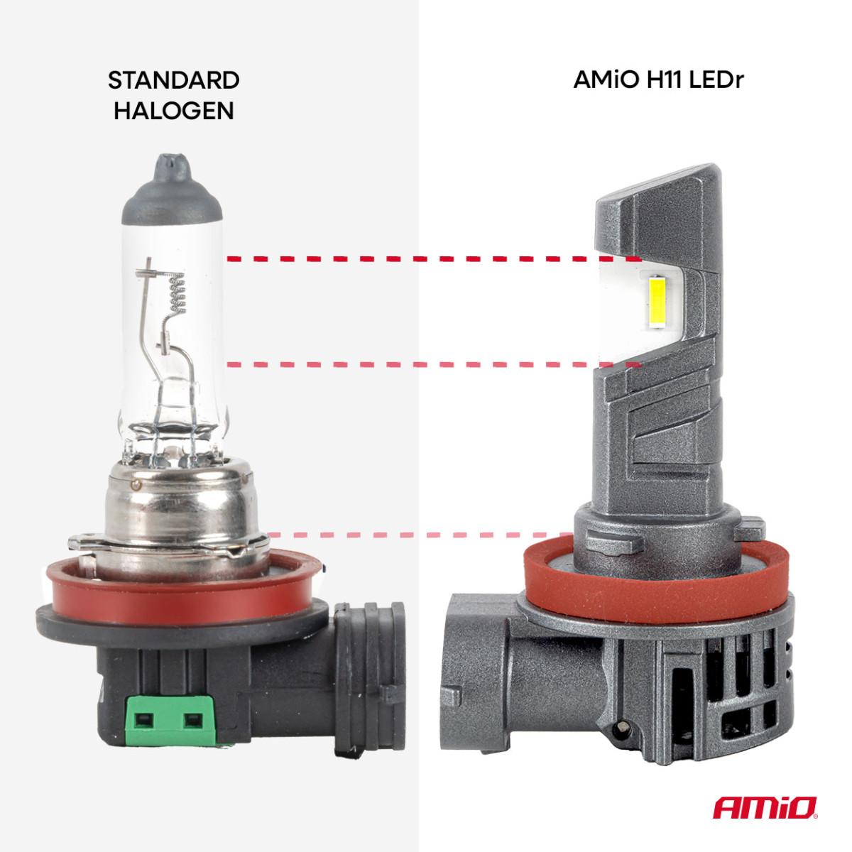 LEDr bulbs H11 with R37 E-MARK homologation, PnP, FAN, 18 W, AMIO-05120