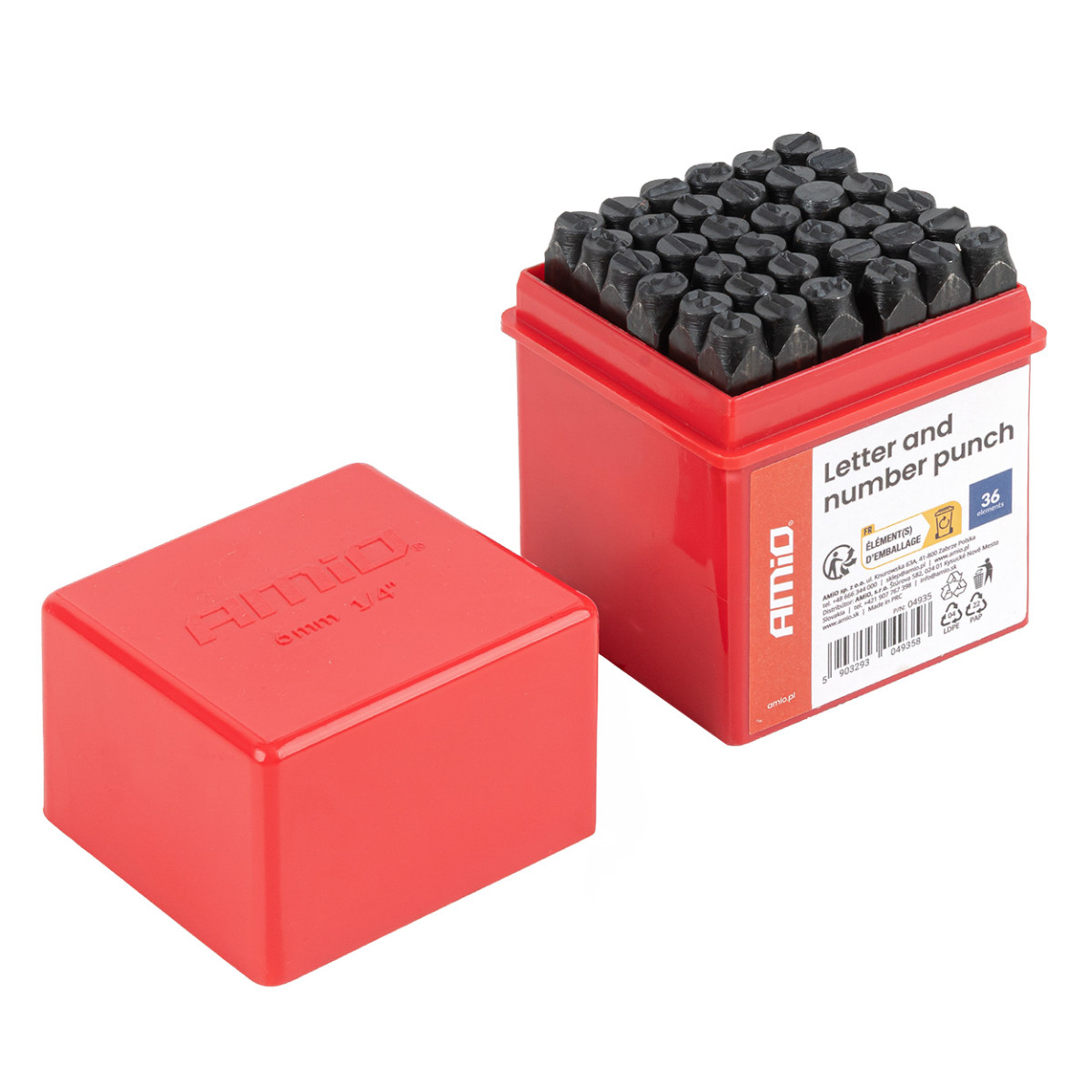 Letter and number marker set, 6 mm, 36 pcs., AMIO-04935