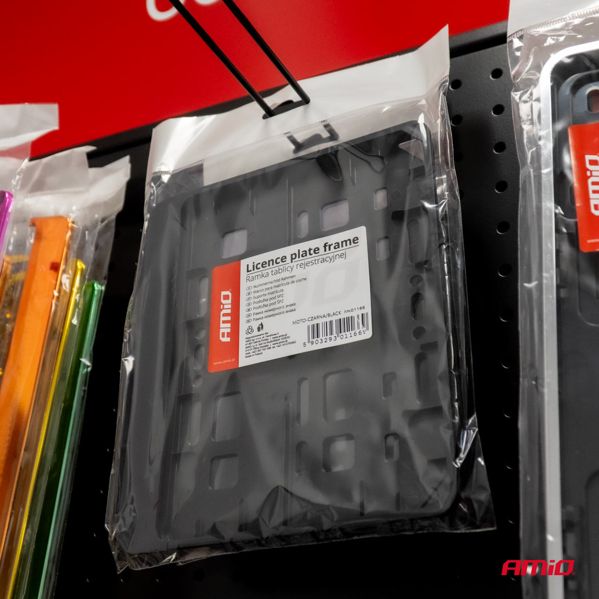 Motorcycle license plate holder – black, AMIO-01166