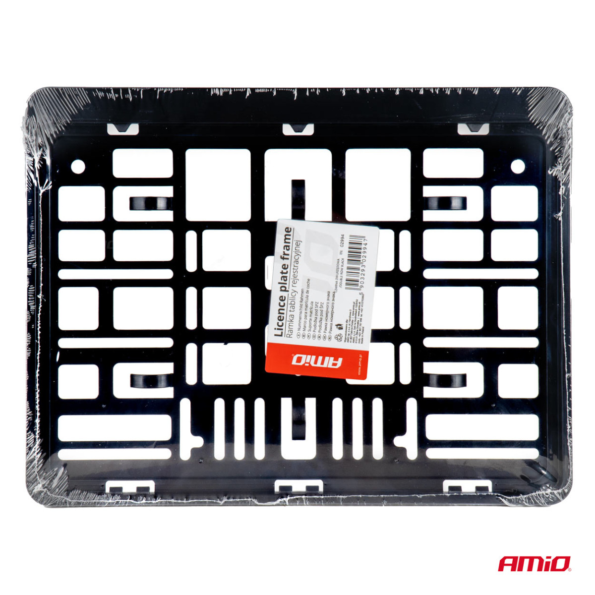 Double row license plate holder – black, AMIO-02994