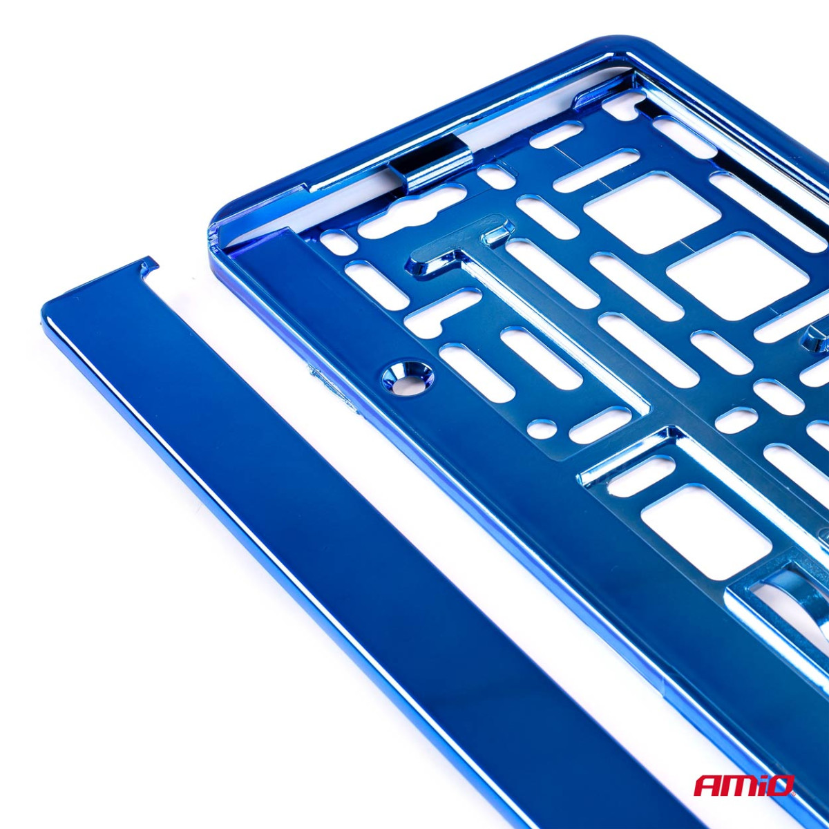 License plate holder – metallic blue, AMIO-03174