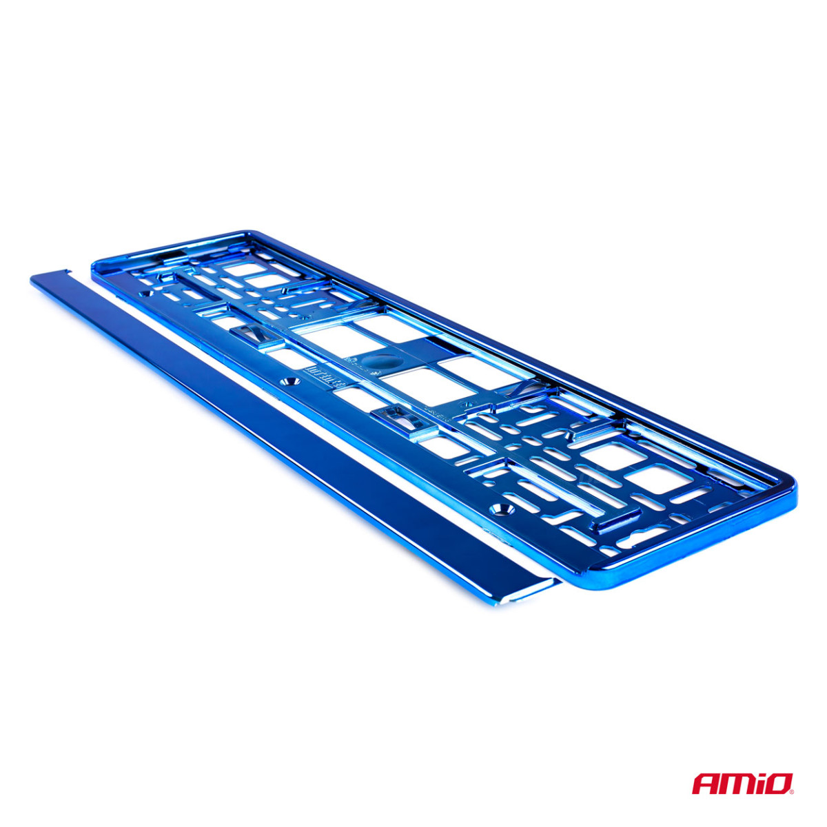 License plate holder – metallic blue, AMIO-03174