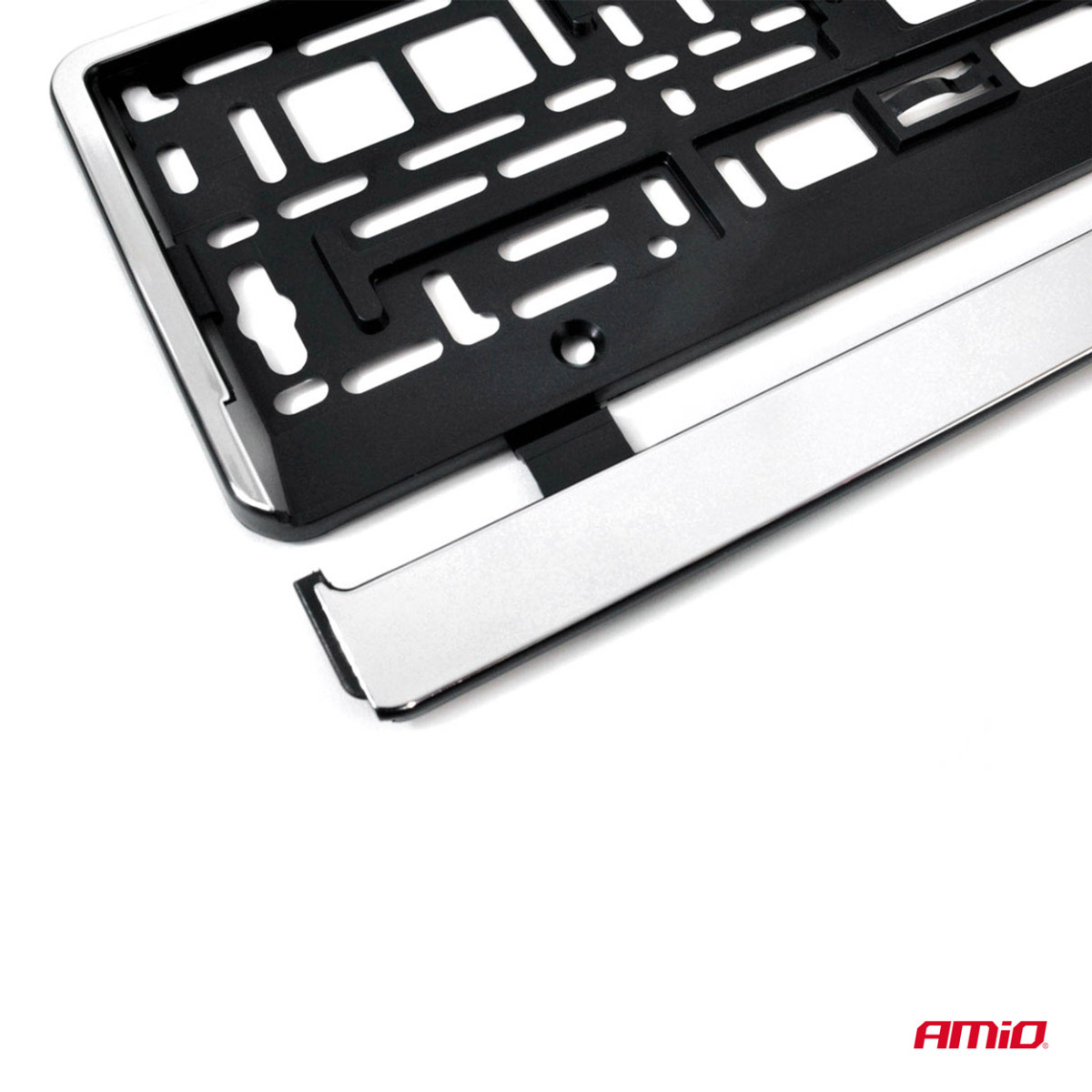 License plate holder – chrome, AMIO-01164