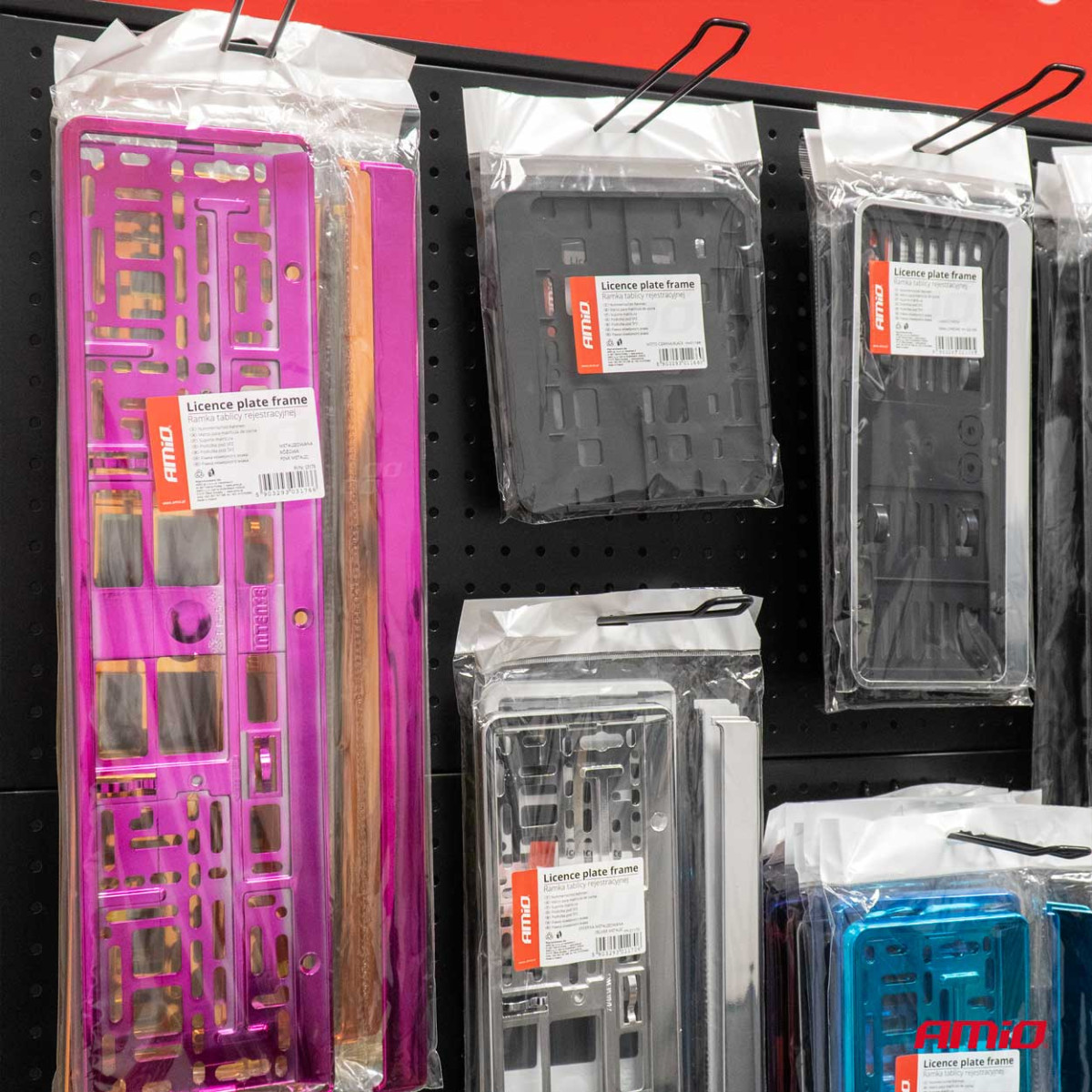 License plate holder – metallic pink, AMIO-03176