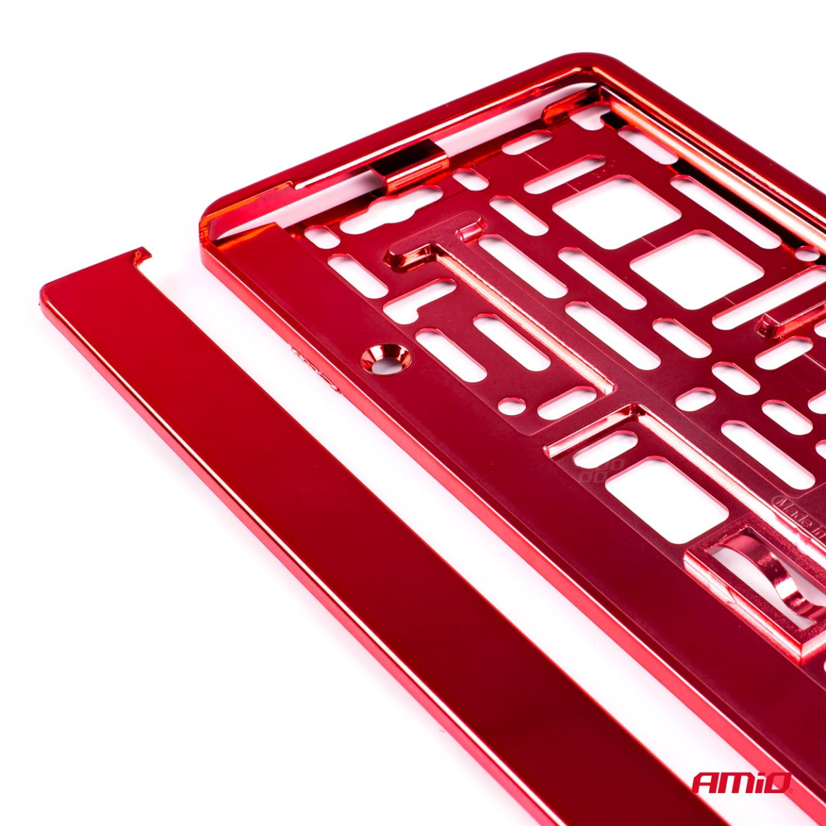 License plate holder – metallic red, AMIO-03171