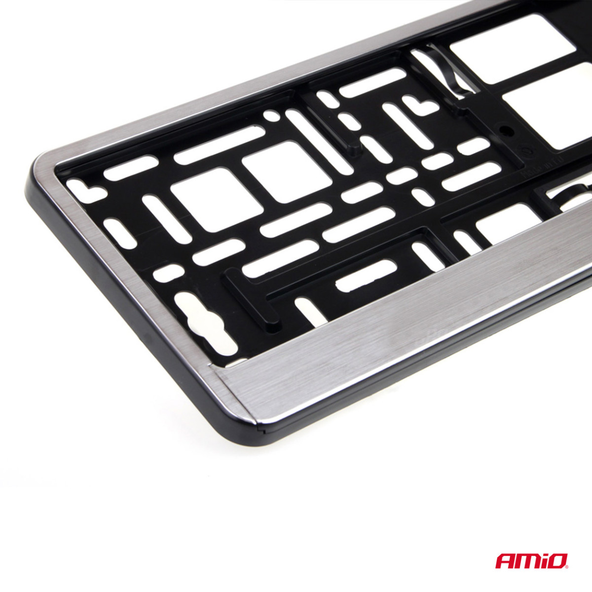 License plate holder – brushed silver, AMIO-01646