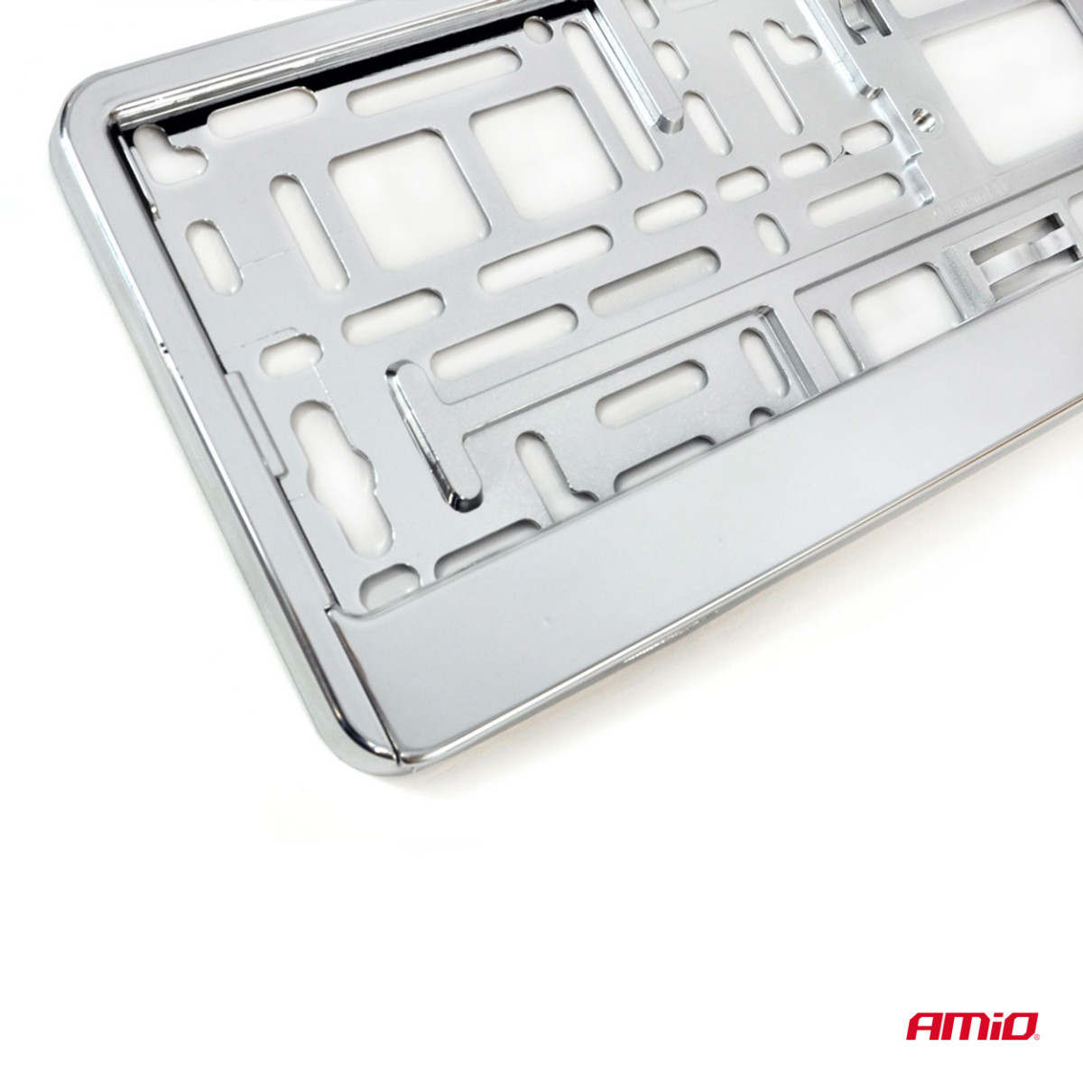 License plate holder – silver metallic, AMIO-01170
