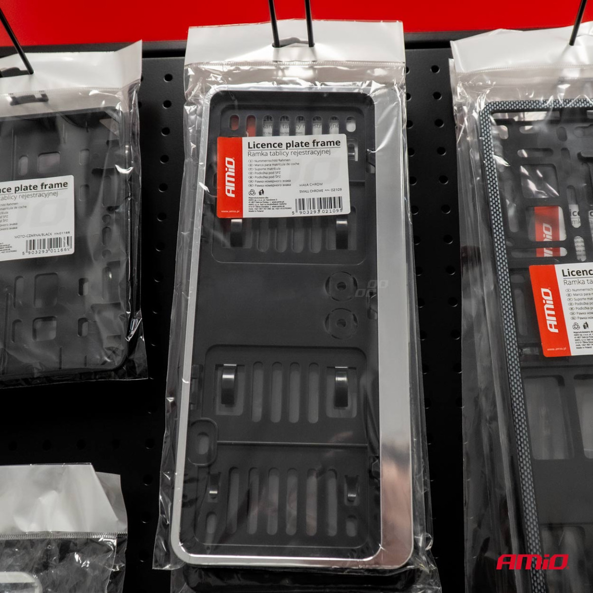 Small license plate holder – black chrome, USA, AMIO-02109