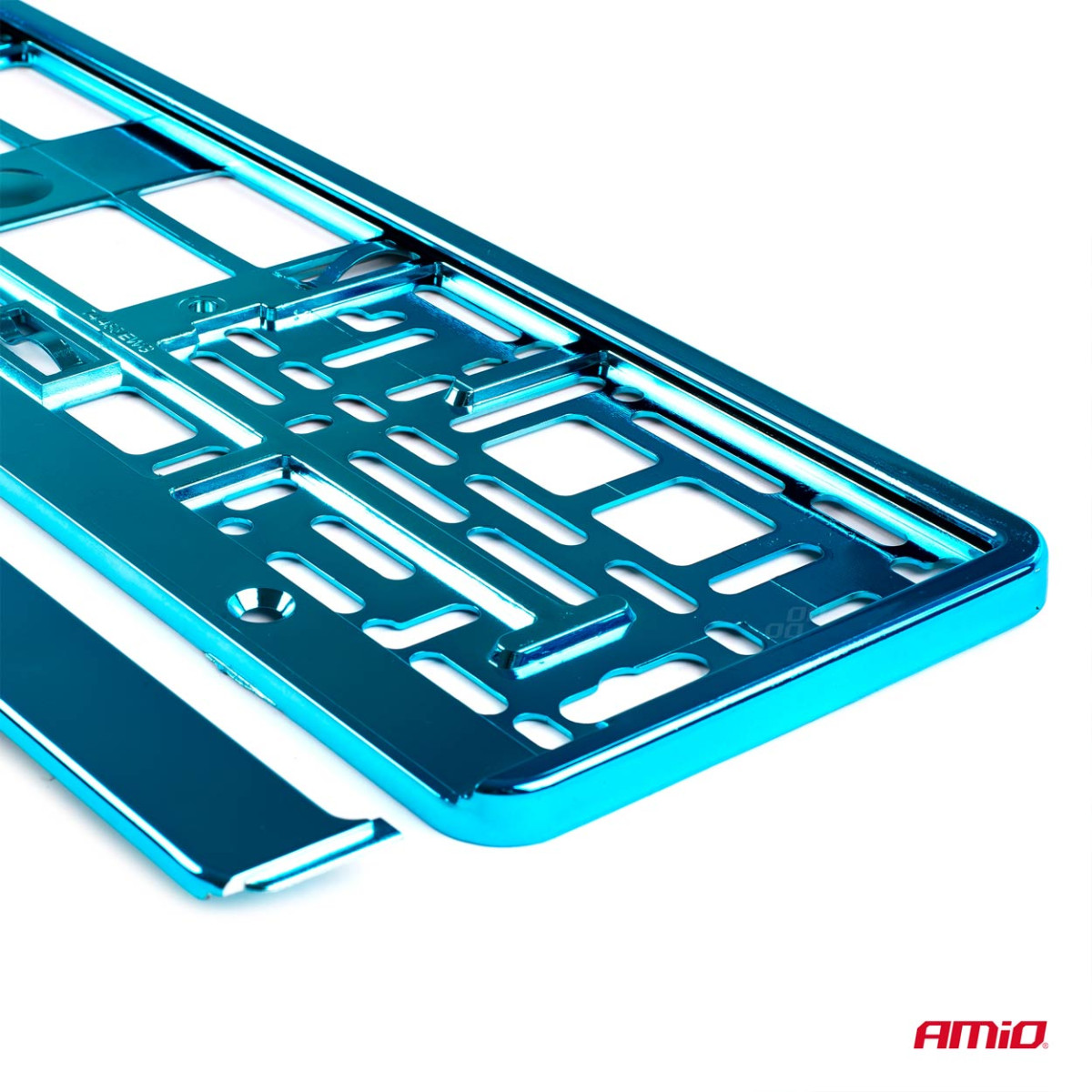 License plate holder – metallic turquoise, AMIO-03177