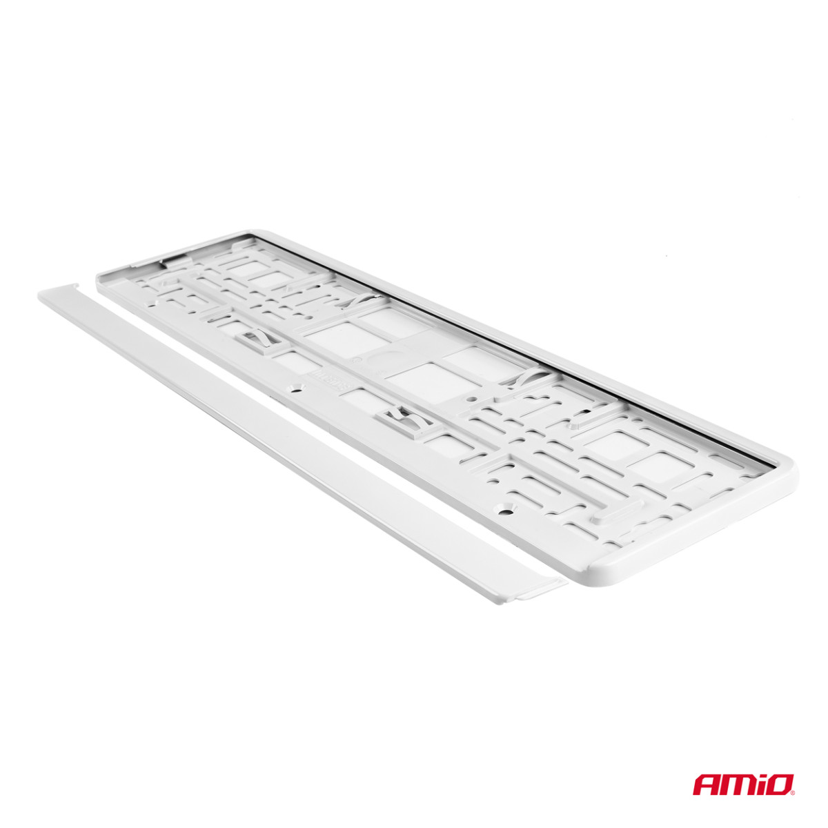 License plate holder – metallic white, AMIO-71780BI