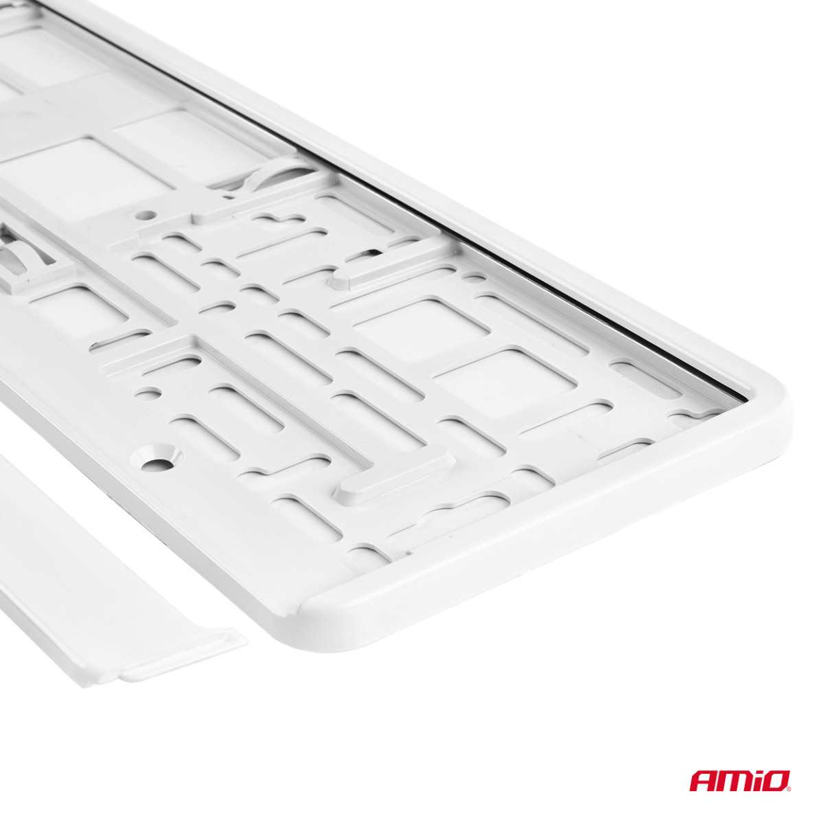 License plate holder – metallic white, AMIO-71780BI
