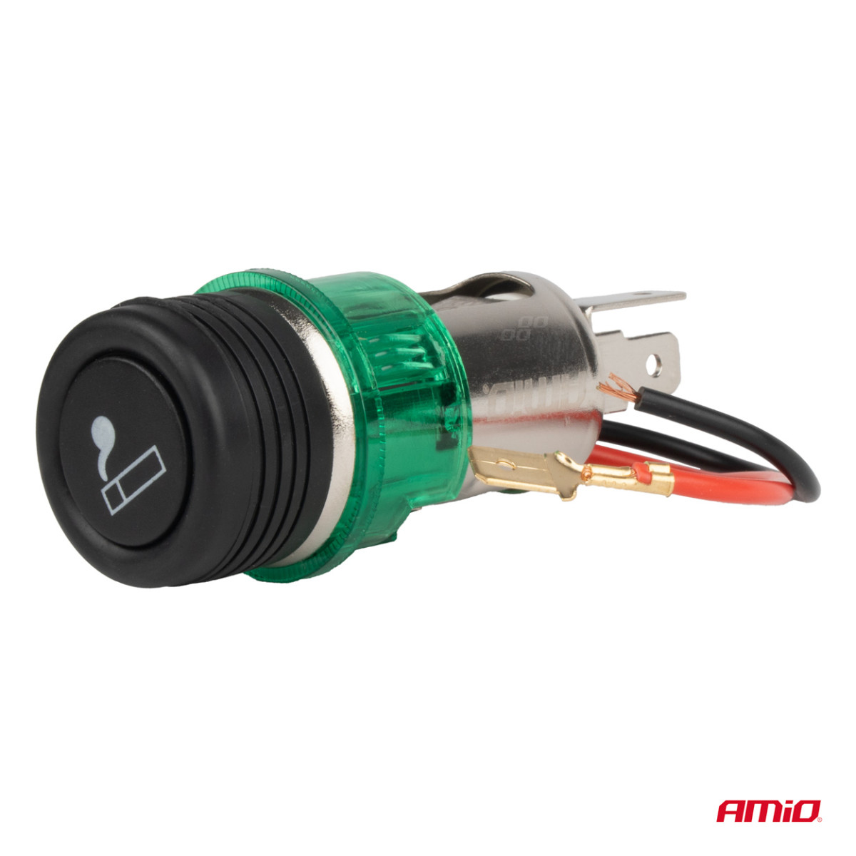 Cigarette lighter socket with green LED lighting 12V CLI-03, AMIO-01260