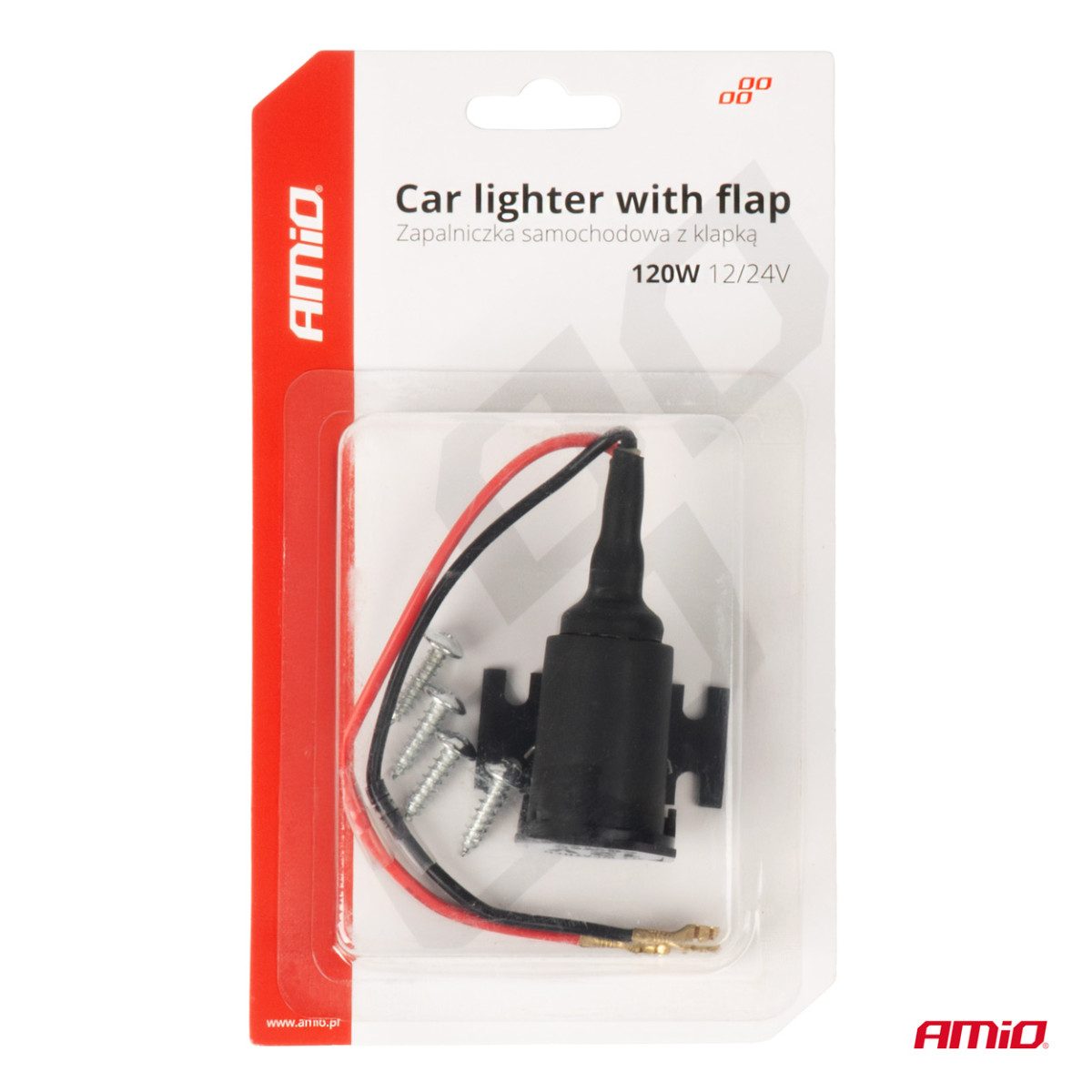 Car power socket with cover 12/24V AMIO-04128