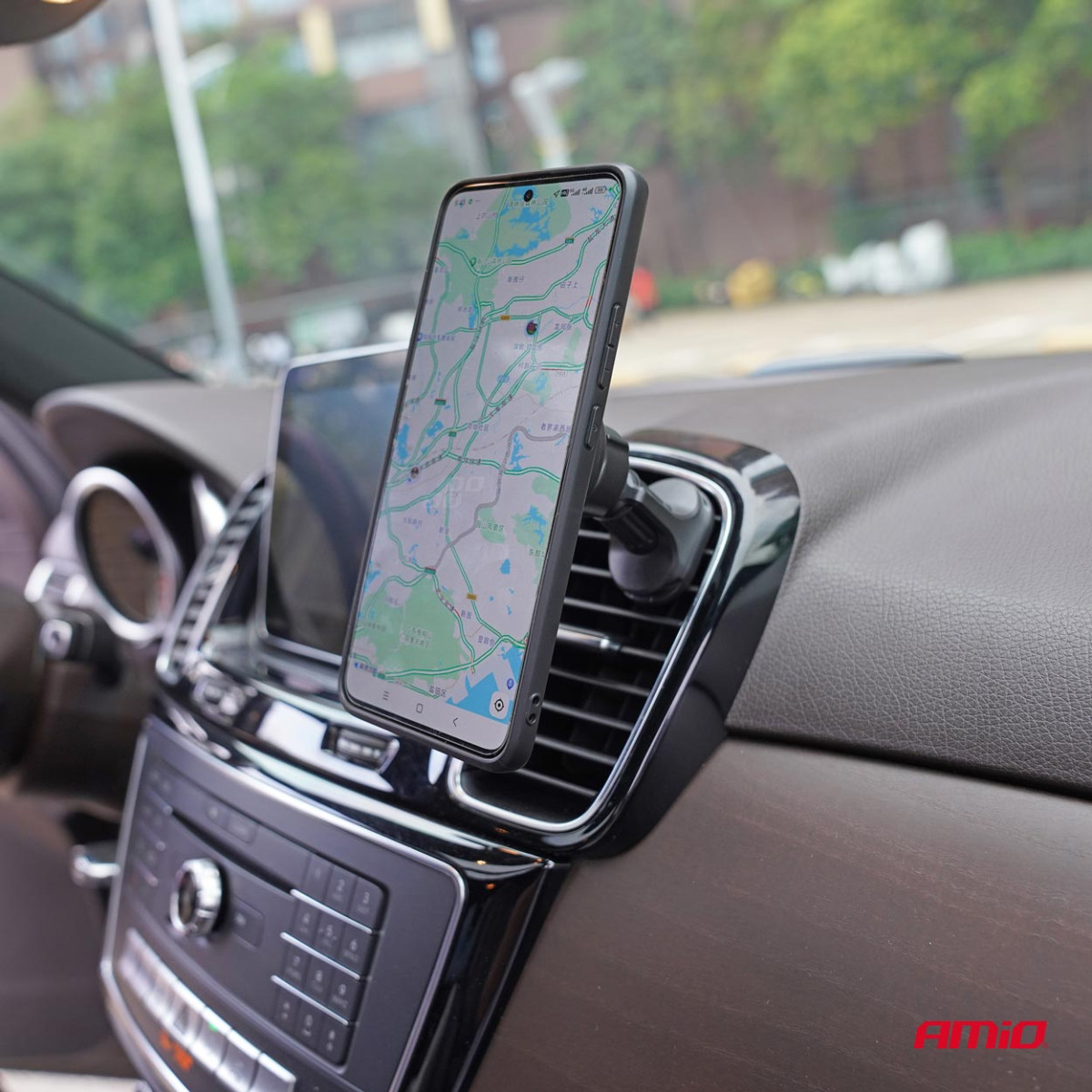 Magnetic phone holder for ventilation grilles AMiO-04141