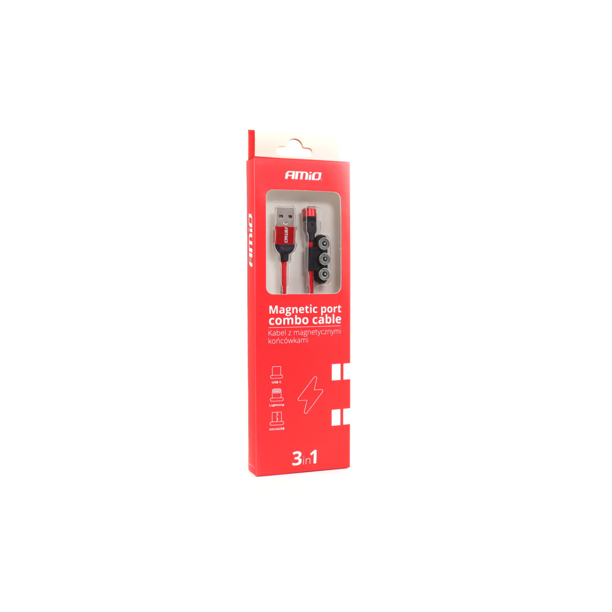 Magnetic USB cable 3 in 1 – Lightning / USB-C / micro USB 1 m UC-08 AMIO-02522