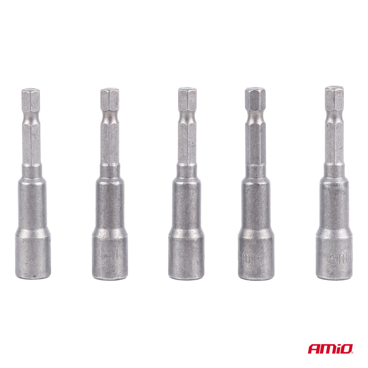 Magnetic screwdriver bit set, 1/4" HEX, 8 x 65 mm, 5 pcs., AMIO-04938