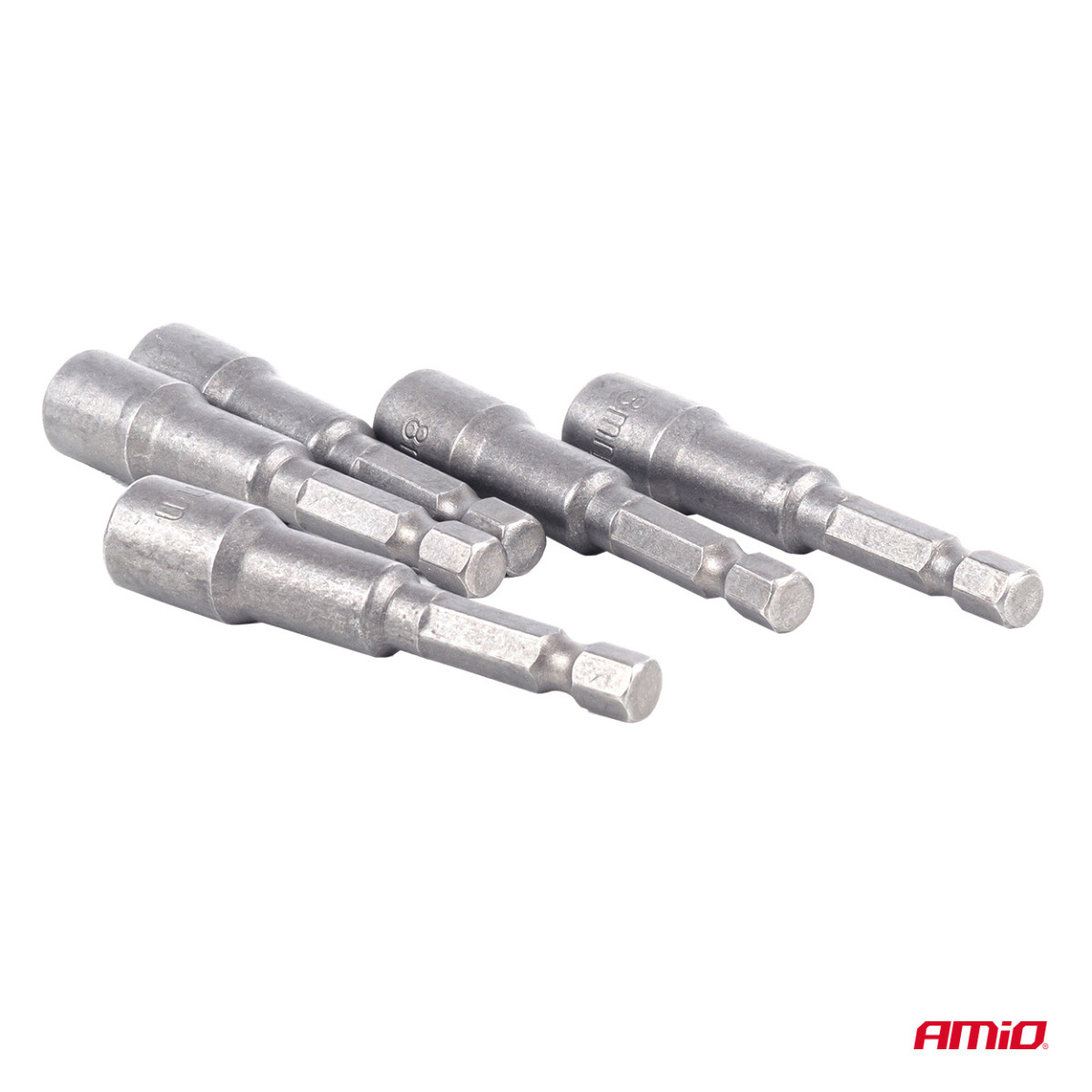 Magnetic screwdriver bit set, 1/4" HEX, 8 x 65 mm, 5 pcs., AMIO-04938
