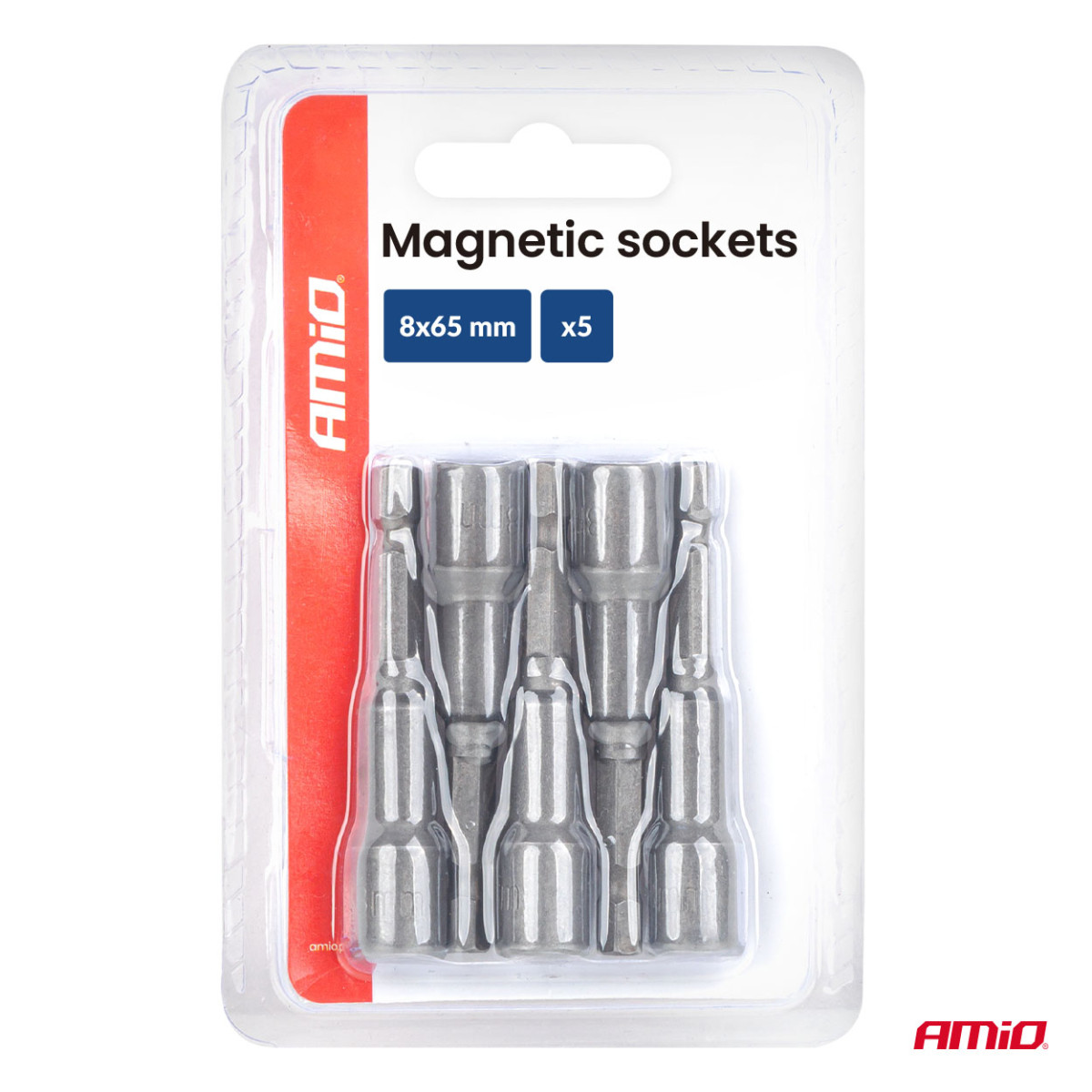 Magnetic screwdriver bit set, 1/4" HEX, 8 x 65 mm, 5 pcs., AMIO-04938