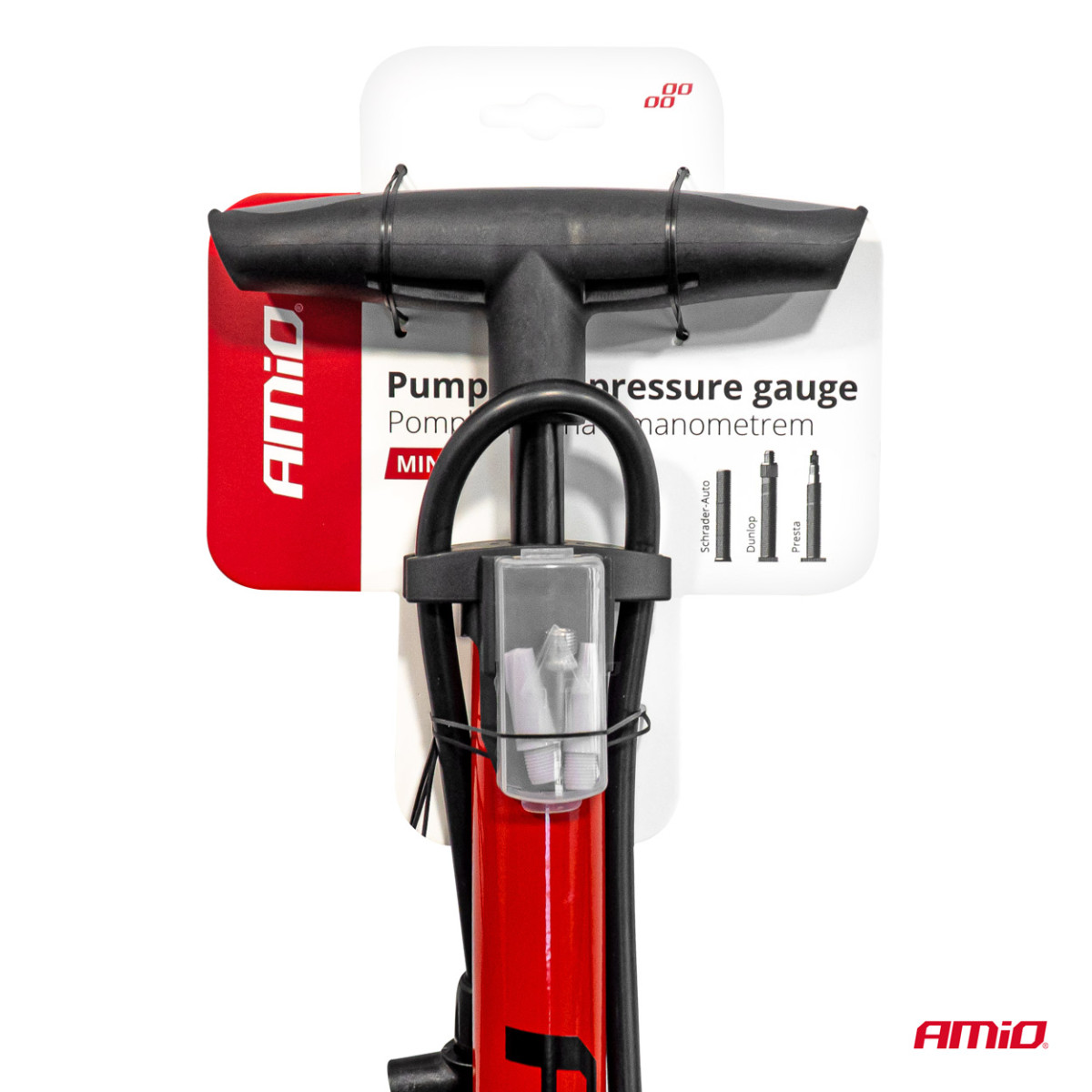 Metal hand pump with pressure gauge MINI PU08 AMIO-04343