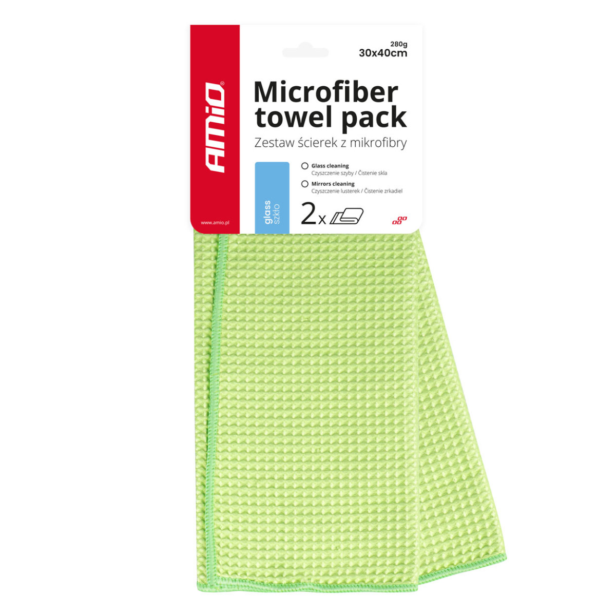 Microfiber cloth for glass and thick dirt 30×40 cm, 2 pcs. AMiO-03734