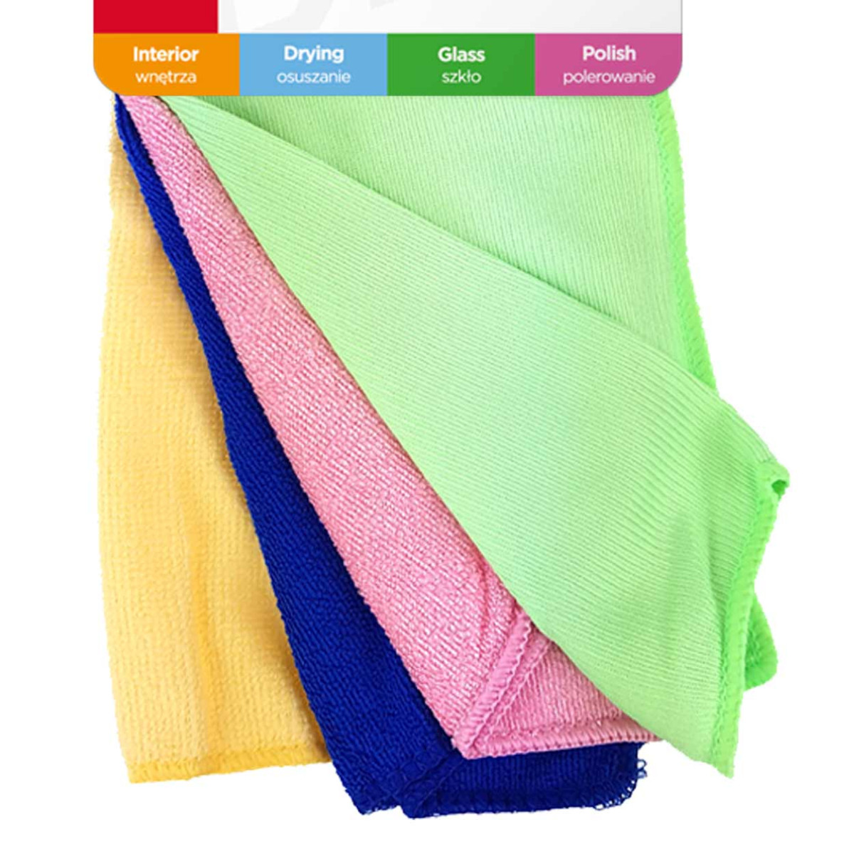 Microfiber cleaning cloths for cars, 4 types, 30x30 cm, set AMIO-01983