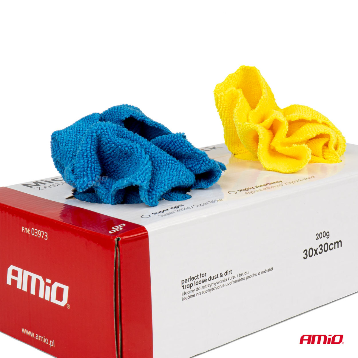Microfiber cloths, 30×30 cm, 200 gsm, 30 pcs. in a box AMIO-03973
